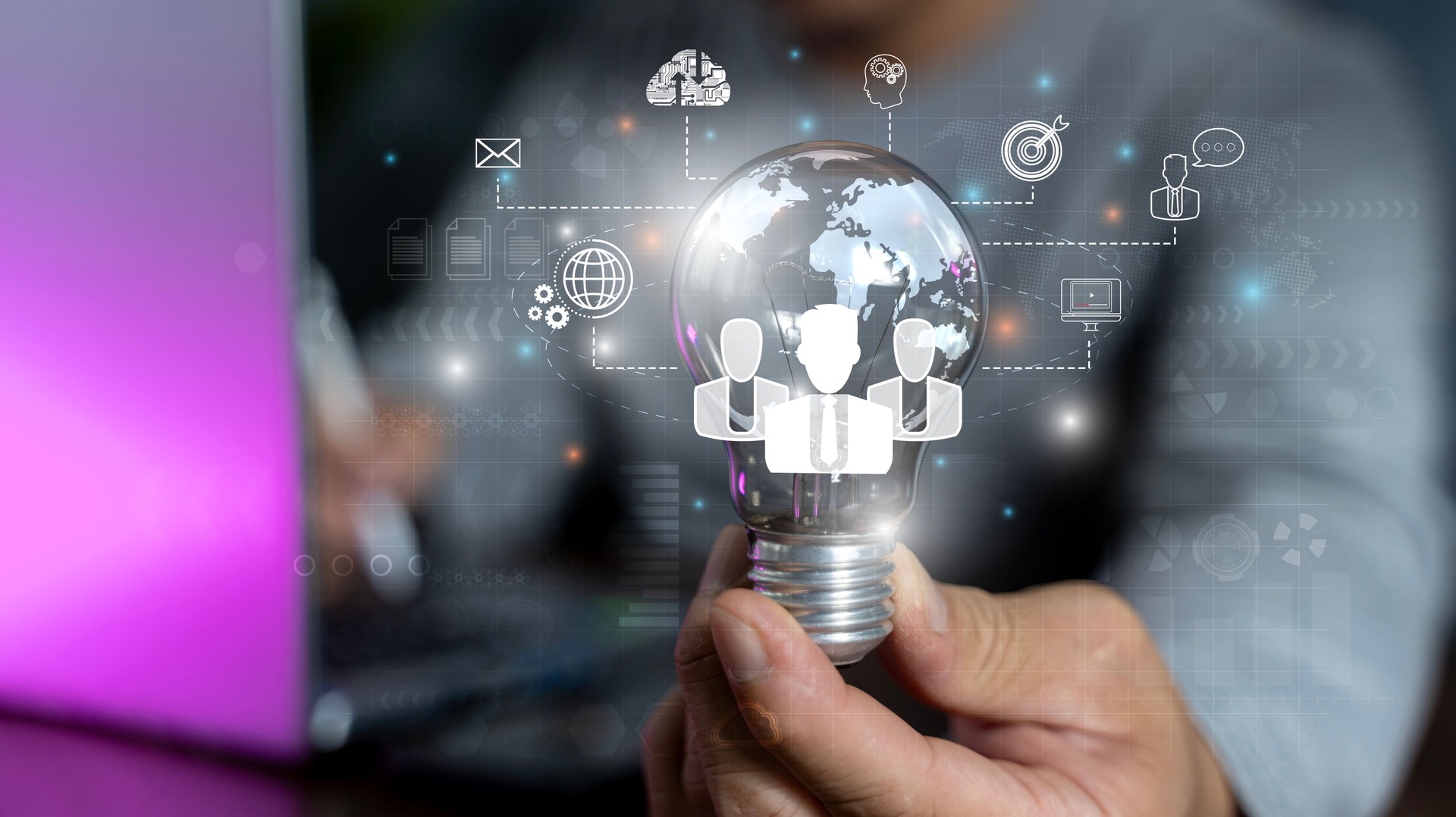 Customer Relationship Management Business Internet Technology Concept. Businessman holding customer service business and enterprise.